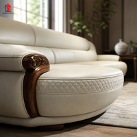 Europäisches Modernes Sofa im Chinesischen Stil aus Hochwertigem Massivholz mit Oberster Schicht aus Schwarzem Gold-Rindsleder für Wohnzimmer und Villa