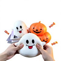 Boîte de présentation en gros de jouets Squishy fantôme d'Halloween, autres jouets souples à presser anti-stress Fidget en forme de citrouille, 14+ pour fêtes et événements
