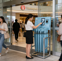 Distributeur automatique de parapluies toutes saisons pour la location – Idéal pour les plages et les parcs – Fonctionnement 24h/24 et 7j/7 – Paiement par espèces/cartes/monnaie – SDK Wi-Fi/4G LTE