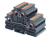 Vente chaude RPI 4-MT bornes de dérivation de porte de couteau enfichable droite blocs de jonction de rail DIN de cage à ressort de haute qualité