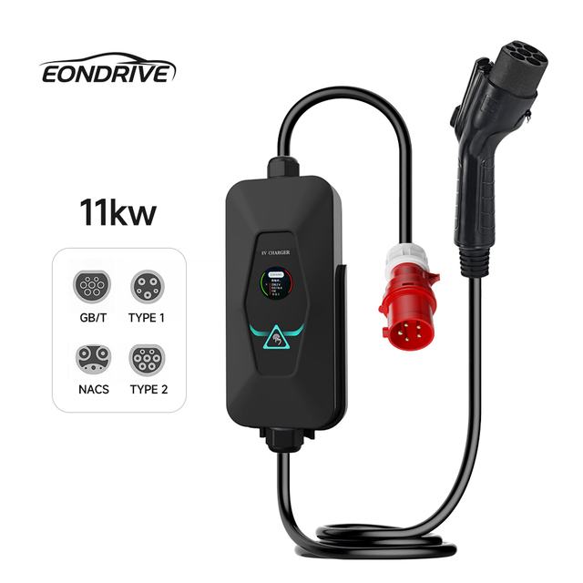 EONDRIVE MRS-EA2 New Portable EV Charger 3.5KW/7KW/11KW/22KW IP54 Protection OCPP1.6 5-meter Gun Line Type2/Type1/NACS/GBT