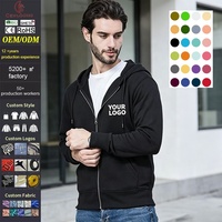 Sweat à capuche zippé noir brodé Cenloong, faible MOQ, personnalisé, coupe oversize, épaules tombantes, pour hommes