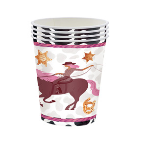 Cowgirl Rodeo Party Cups 9 Oz Western Theme Birthday Tableware - Product Image 1