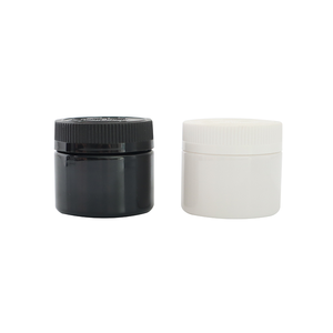 2-5oz Matte hitam grosir ukuran khusus Logo HDPE pil plastik PET kapsul Jar rami wadah kemasan CRC tutup bulat stoples hewan peliharaan - Product Image 4