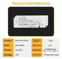 Vente en gros Plug in Dupont Port Tension constante 12V 24V 15W 24W 36W 60W 100W Transformateur d'alimentation de pilote de LED pour lumière LED