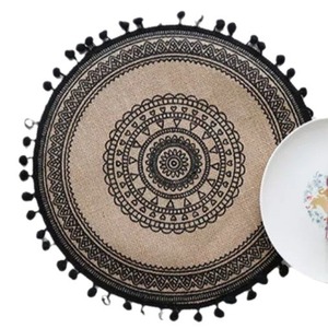 Mantel Individual Redondo Bohemio Vintage, Estilo Nórdico, Tejido <span class=keywords><strong>de</strong></span> <span class=keywords><strong>Yute</strong></span> y Lino, Moderno, <span class=keywords><strong>para</strong></span> Decoración <span class=keywords><strong>de</strong></span> <span class=keywords><strong>Mesa</strong></span> <span class=keywords><strong>de</strong></span> Comedor, Tazas y Platos - Product Image 5