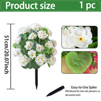 Geranium artificiel de 51 cm, couleur personnalisée, avec base à piquet détachable, résistant aux UV, en soie, pour aménagement au sol