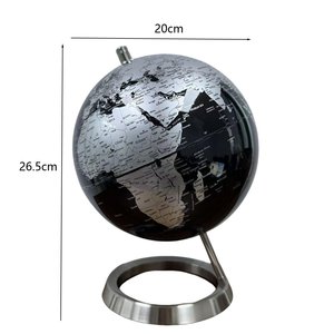 Globo Terráqueo Giratorio de 360 Grados, <span class=keywords><strong>Mapa</strong></span> del Mundo en Negro y Plateado con Base de Metal, Globo Decorativo de Escritorio para Decoración del Hogar y la Oficina - Product Image 3