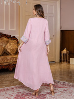 Elegantes Abaya-Maxikleid für Damen, Atmungsaktives Sommerkleid, Besticktes Strass-Design, Fließendes Lässiges Bescheidenes Gewand