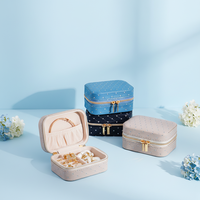 Boîte de rangement créative MC SPZBX047 en cuir PU souple, style occidental, mini carrée, avec fermeture éclair, portable, pour bagues, bracelets et bijoux de voyage