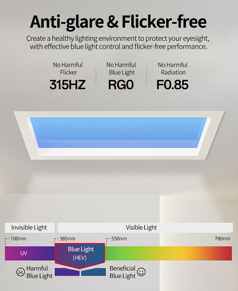 300 * 600mm, empotrado, con resorte, inteligente para grafitis, 60W, Azul Celeste.