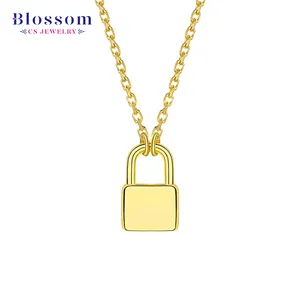 925 Sterling Silver 18k Gold Plated Jewelry Christmas Necklace Charm Chain Lock Pendant Necklace For Women