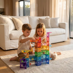 Giocattoli Fai-da-Te, Blocchi Magnetici da Costruzione 115 Pezzi, Pista per <span class=keywords><strong>Biglie</strong></span> Luminose, Labirinto Magnetico per Bambini - Product Image 2