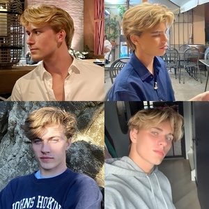 Perruque synthétique courte ombrée Pixie Haircurt avec frange sans colle perruque en couches brun mélange blond <span class=keywords><strong>ondulé</strong></span> <span class=keywords><strong>coupe</strong></span> Pixie perruques - Product Image 6