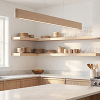 Lámpara Colgante de Techo para Comedor, Diseño Alto y Estrecho, 150 cm, Madera de Roble, Iluminación Personalizada de Doble Cara, Lámpara Decorativa