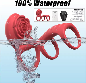 Rose-series Men's Locked Esperma Anel Adulto Produto Vibrando Masturbador Threesection Anel Controle Sem Fio Treinamento Atrasado - Product Image 4
