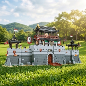 Ensemble de blocs de construction de forteresse chinoise ancienne, portail de ville avec pont escamotable, tour de garde, modèle en briques, cadeau d'architecture DIY - Product Image 2