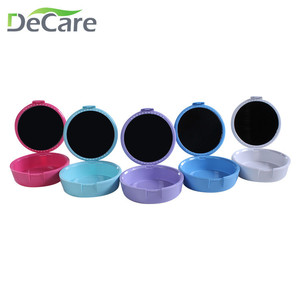 DeCare Denture Storage Case Round <b>Plastic</b> With Holes And <b>Mirror</b> Portable For Oral Care - Product Image 3