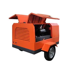 China supplier high quality rotary diesel portable screw air compressor 185CFM