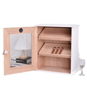 Armoire à cigares avec hygromètre, boîte de rangement en bois massif résistante à l'humidité pour usage domestique - Product Image 4