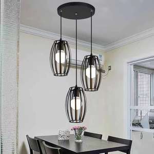 3 Lumière Table à Manger Escaliers Loft Industriel Bar <span class=keywords><strong>Escalier</strong></span> Vintage Suspendu Simple Métal Noir Fer <span class=keywords><strong>Cage</strong></span> Suspension <span class=keywords><strong>Lustre</strong></span> - Product Image 6
