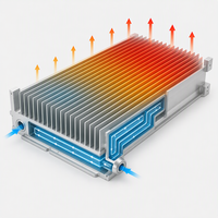Pelat Pendingin Air Aluminium Sirip Kepadatan Tinggi, Radiator Heatsink CNC Milled dengan Port Cairan untuk Pendinginan Inverter IGBT