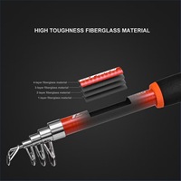 Kombo Joran Portabel Produk Baru Sungai Danau Aliran Air Asin Murah Joran Pancing Teleskopik Fiber Glass 1.8m