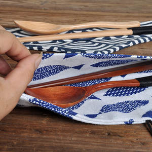 נסיעות שקית שטוח כלי לשימוש חוזר אחסון שטוח לשימוש לילדים בית ספר פיקניק מזלג כפית chopstks משולש סכו "ם שקית בד" ל - Product Image 4