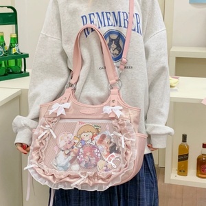 Bolso de Mensajero de Satén para Mujer, al por Mayor, a la Moda, Impermeable, con Cierre de Cremallera, Gran Capacidad, con Ventana Frontal de Malla - Product Image 3