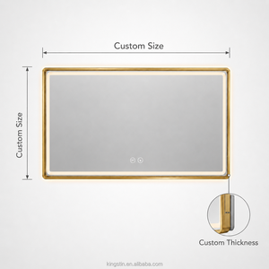 Kingstin <span class=keywords><strong>Espejo</strong></span> Baño LED Inteligente Marco Aluminio Oro Regulable 3 Colores Antivaho <span class=keywords><strong>De</strong></span> Pared <span class=keywords><strong>Espejo</strong></span> Tocador Personalizado - Product Image 4