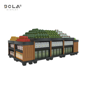 Estante de exhibición de verduras de alta resistencia Estante de supermercado hecho de plástico y productos de madera de metal Soporte de exhibición - Product Image 2