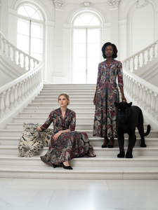 Gaun Maxi Malam Bergaya Vintage dengan Motif Paisley, Kerah Notch, dan Lengan 3/4 Gaya Kasual - Product Image 4