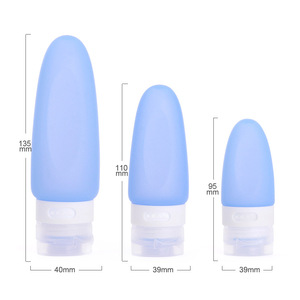 Set de artículos de tocador de silicona tamaño viaje 89ml, botella portátil para loción, gel de ducha y champú para usar en aviones - Product Image 2