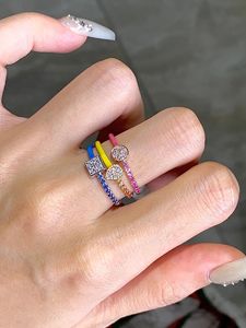 Anillo Xinfly Au750 de Diamante Natural y Oro de 18K con Esmalte de Zafiro de Colores Arcoíris, Joyería de Moda, Regalo para Mujer, Boda, Fiesta - Product Image 3