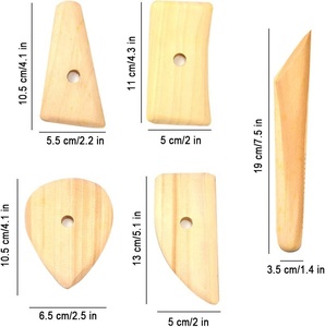 Outils en bois pour la céramique DIY, 5 pièces, outils de modelage en bois, côtes pour potiers, pour la sculpture en céramique, l'argile polymère, la sculpture et le modelage - Product Image 2