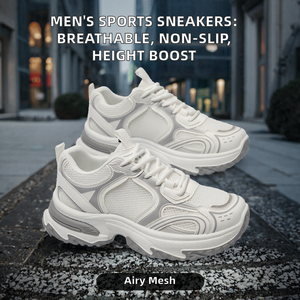 Chaussures de marche respirantes en mesh, baskets augmentant la taille, antidérapantes, décontractées, pour hommes - Product Image 2