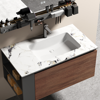 Meubles de salle de bain design moderne pour hôtels et appartements : Meuble-lavabo mural avec rangements intégrés et supports pour outils