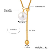 Colliers longs ajustables en acier inoxydable avec pendentifs en perles pour femmes, bijoux de cou imperméables à la mode, cadeaux pour femmes