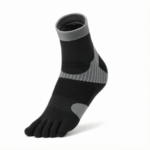 Chaussettes d'hiver respirantes noires à cinq doigts pour hommes et femmes, personnalisables, avec logo, en gros, en stock - Product Image 1