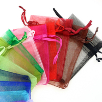 Sac à cordon en maille Cadeau accepter taille personnalisée Couleur personnalisée Pochette à bijoux promotionnelle en organza transparent transparent
