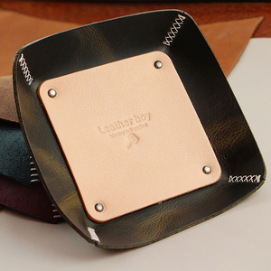 De moda nuevo estilo de logotipo personalizado marca Plaza Hotel de almacenamiento organizador Real genuino bandeja de cuero - Product Image 6