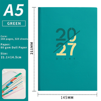 Agenda quotidien A5 en cuir PU à coupe diagonale, reliure cousue, carnet de notes 365 jours, calendrier annuel, cadeau