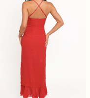 Robe longue décontractée d'été pour femme, coupe trapèze, respirante, imprimé floral, pois, col en V, dos nu, sans manches, à bretelles, style naturel