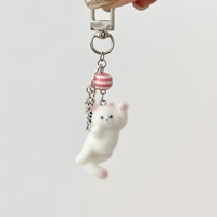 Chaîne de téléphone et pendentif de sac coréen mignon en perles floquées, motif animaux : lapin blanc moelleux, canard jaune, koala, porte-clés