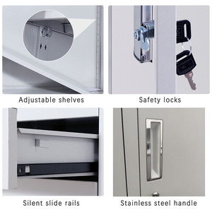 خزانة تخزين معدنية بتصميم عصري مع أرفف قابلة للتعديل وبابين قابلين للقفل، خزانة للمرآب والمطبخ - Product Image 4