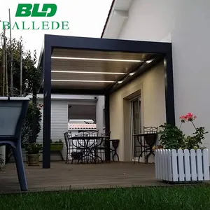 Pérgola de aluminio, persiana eléctrica para techo, parasol 5X4 para pérgola de techo solar