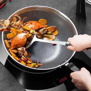 Wok de acero inoxidable con mango único, fondo redondo, engrosado, sin recubrimiento, para estufa de gas, uso comercial y doméstico, utensilios de cocina para chef - Product Image 3