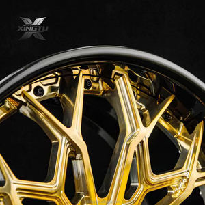 Jantes XINGTU forgées sur mesure en 2 pièces, design concave, jantes de course à fond profond pour BMW M3 M4 M5 M8 RS6 R8 5x112 5x120 Noir doré - Product Image 4