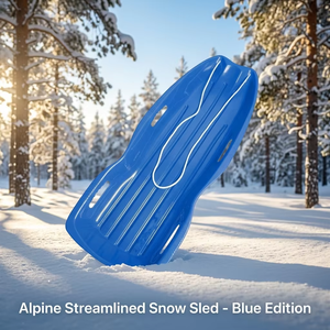 Luge familiale ovale longue pour 2 personnes, enfants et adultes, toboggan en <span class=keywords><strong>plastique</strong></span> avec corde en nylon tressé, 120 kg, jouet d'hiver en HDPE pour l'extérieur - Product Image 1