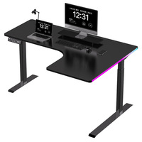 Éclairage RVB Grand bureau de jeu d'angle en forme de L Meilleur ordinateur Table d'ordinateur portable Table de jeu PC